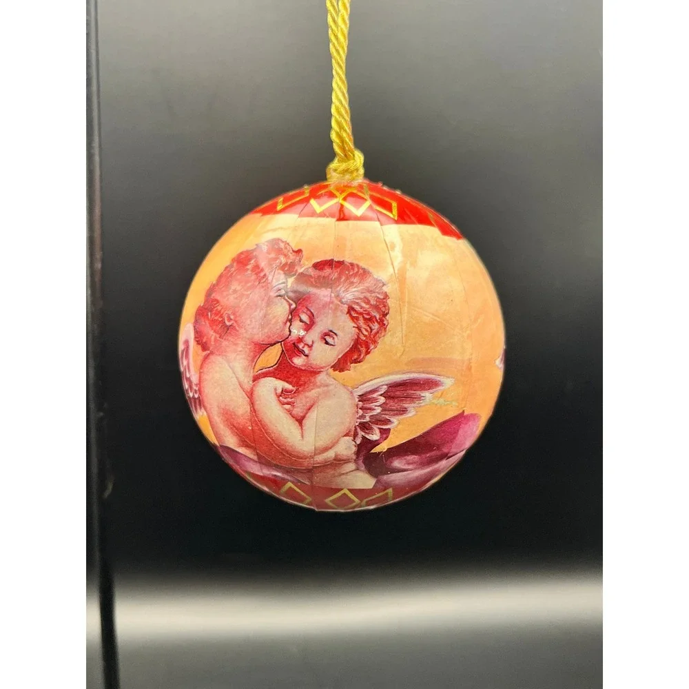 Set of 11‎ Angel Christmas Ornaments Paper Mache Cherub Round Decorative Balls